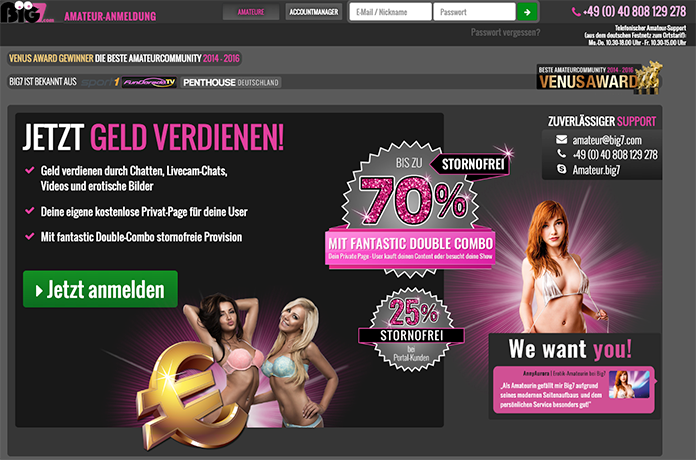 Geld verdienen als Camgirl bei big7..com